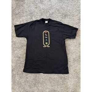 Vintage Darwish Brand Mens L Black T Shirt Embroidered‎ Egyptian Hieroglyphics